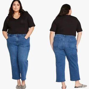 Universal Standard Bae Boyfriend Crop Jeans Indigo Blue Stretch Denim Size 14